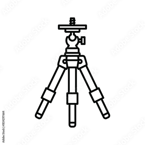 Detailed camera tripod line icon for photography studio work