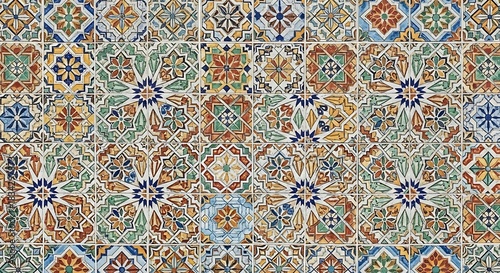 Colorful geometric tile pattern for background or design element