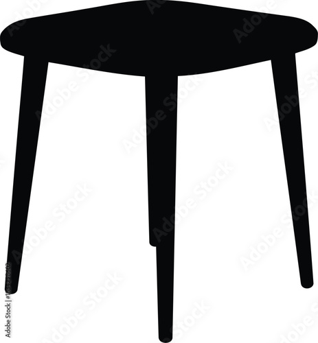 Minimalist black stool silhouette on white background