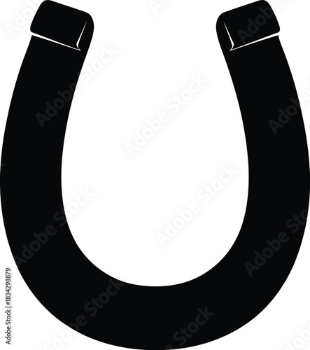 Black horseshoe silhouette icon for good luck and equestrian themes