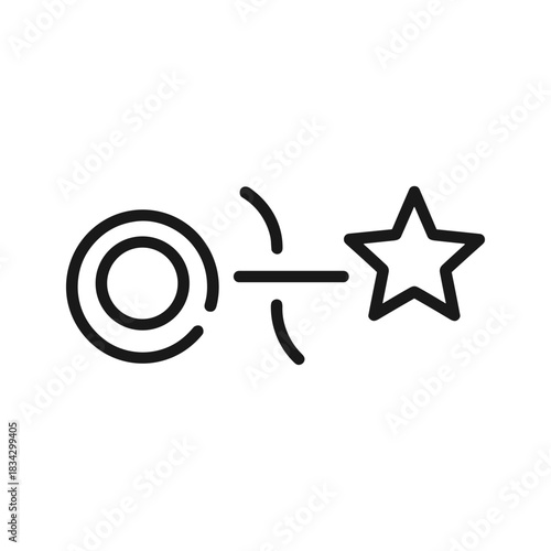 Goal setting and achievement process from target to star icon