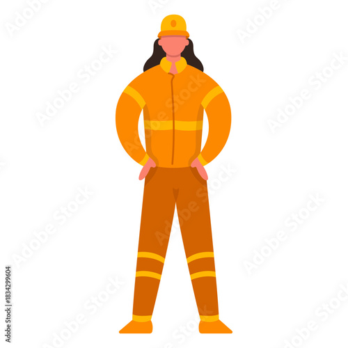 Female first responder fireman flat