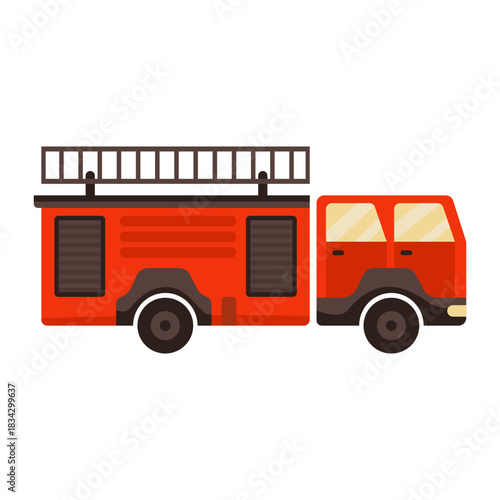 Fire engine colorful flat