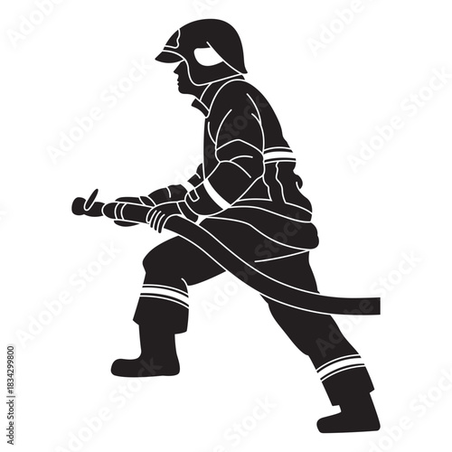 Fireman helmet hose flat silhouette
