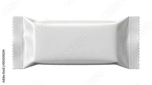 Blank white flow pack mockup for chocolate bar or snack on black background