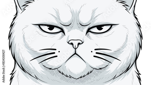 Grumpy cat portrait with an intense and focused expression.