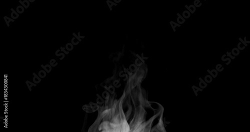 Trickle of Steam Slowly Rising from the Cup. White steam rises light, graceful twists on a black background. Slow motion. Footage is perfect for the layer with different blending modes.