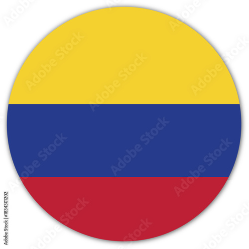 Circular icon representing the national flag of colombia country isolated on transparent background