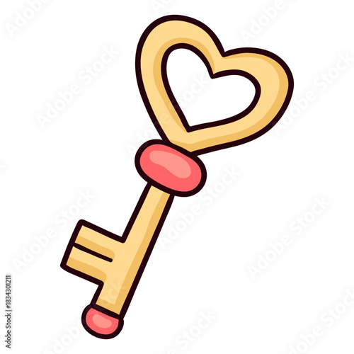 Heart shaped key icon stroke