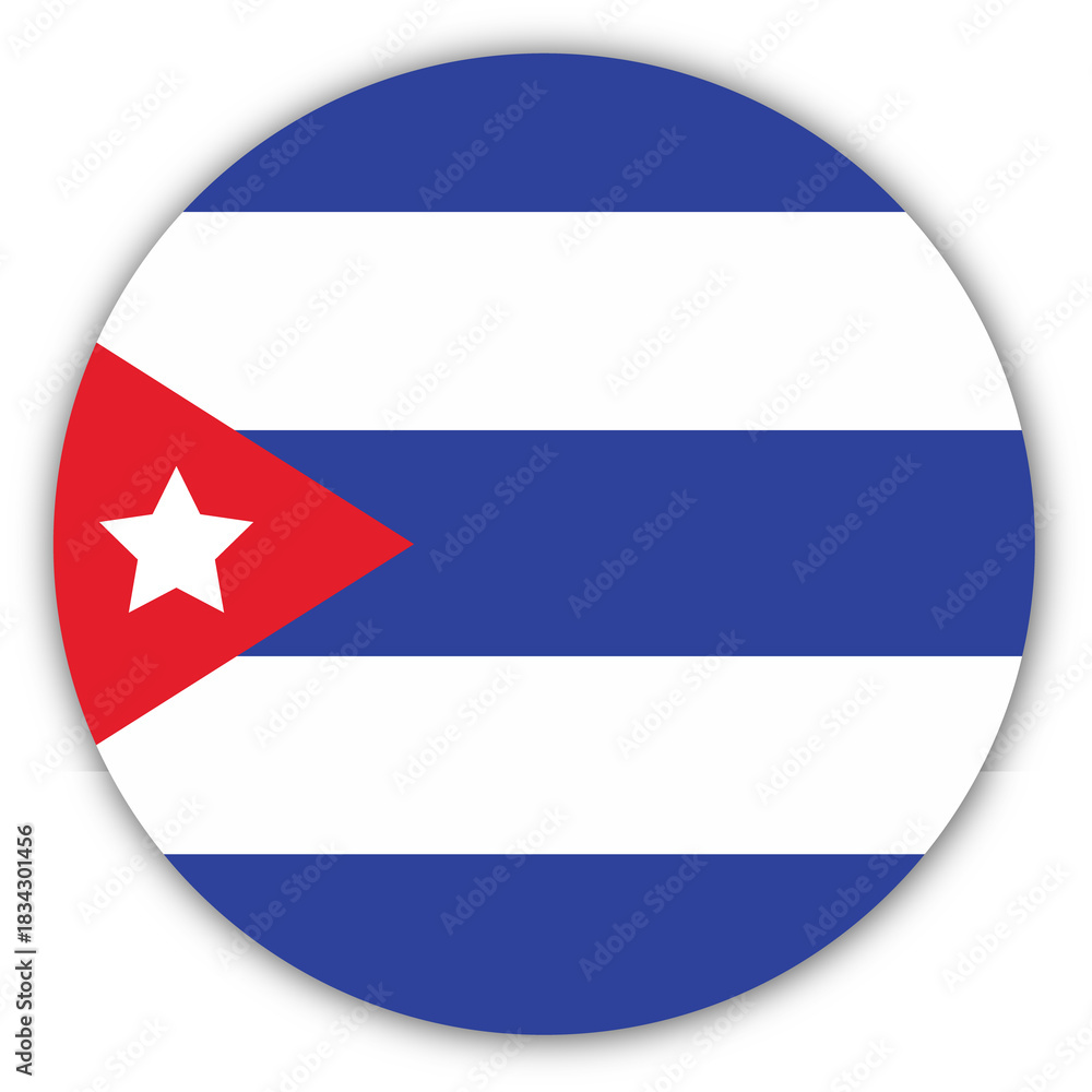Fototapeta premium Cuban flag icon in a circle shape with a subtle shadow effect isolated on transparent background