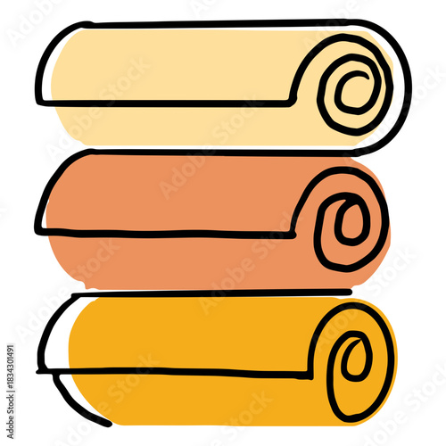 Three towels colorful icon stroke