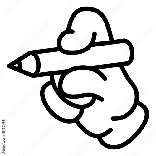 Cartoon hand holding pencil