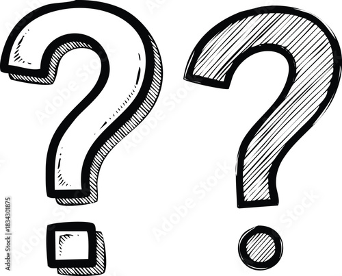 Hand drawn question marks illustration, query, doubt, confusion