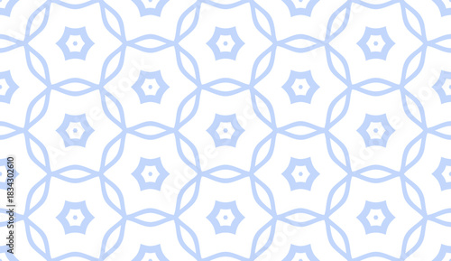 Abstract Seamless Geometric Hexagons Light Blue and White Pattern.