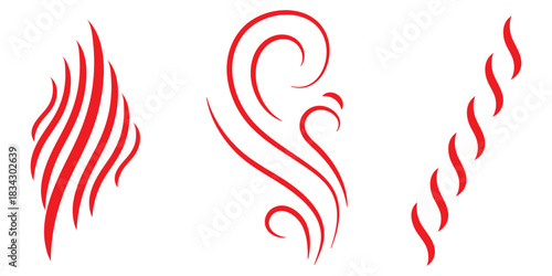 Smoke steam icon set vector. Hit stink, coffee, fragrance flame elements. Smoke smell, steam aroma heat symbol. vector illustration.