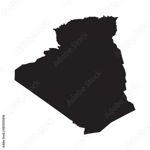solid black Algeria map silhouette, isolated white background