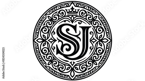 Elegant Monogram Logo Design with Intricate Ornamental Details.