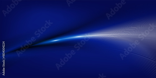 Abstract glowing wave lines on dark blue background. Dynamic wave pattern. Modern flowing wavy lines. Futuristic technology concept. Suit for banner, poster, cover, brochure, flyer, website