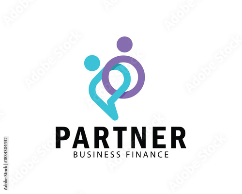 partner chat logo creative design concept people line talk grub