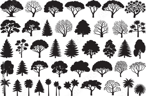 Collection of Tree Silhouettes for Landscape Design and Nature Illustrations