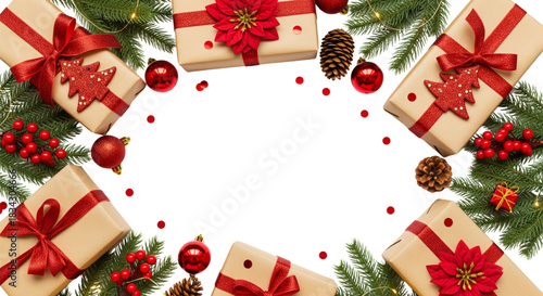 Festive Christmas Gift Border Frame Design for Holiday Sale Promotions Website Banners