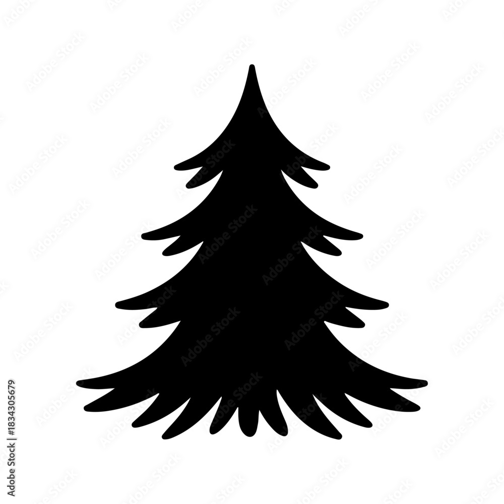 Obraz premium Black Pine Tree Icon Design