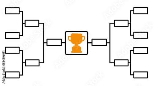 32 team tournament bracket championship template with white line animation isolated on black background. Championship bracket schedule for football,