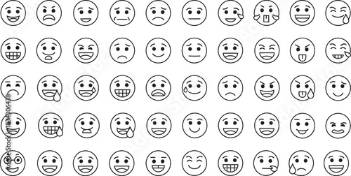 Complete Universal Emoji Expression Set – Extensive Vector Collection of Happy, Sad, Angry, Crying, Excited, Shocked, Confused, and Cute Facial Reactions for Social Media, Messaging Apps, and UI Desig