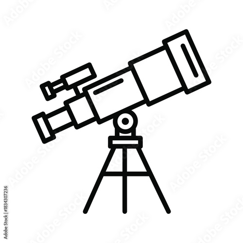 Telescope on Tripod Outline Icon
