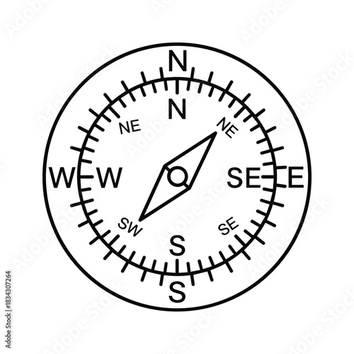 Minimalist Compass Icon for Navigation and Direction