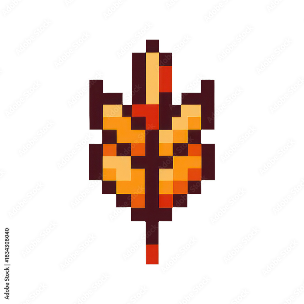 Obraz premium PNG Pixelated autumn leaf design illustration.