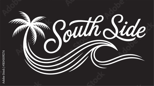 South Side Palm Tree and Wave Logo Design.