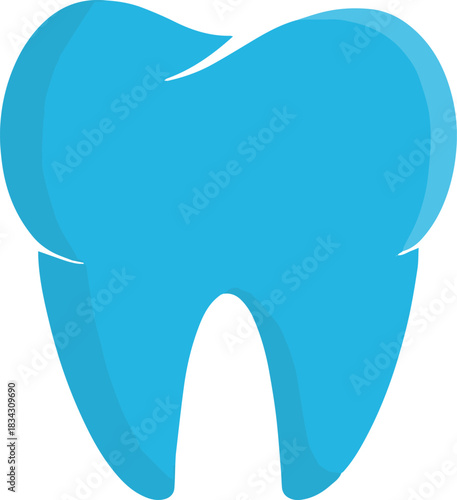 clean blue molar tooth icon, flat minimal vector design