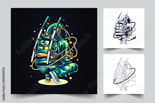 The process of creating a dj astrounout logo