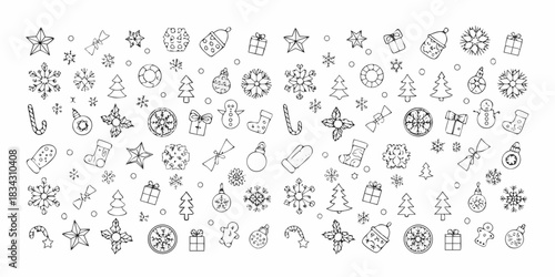 Christmas and new year hand drawn doodle icons vector