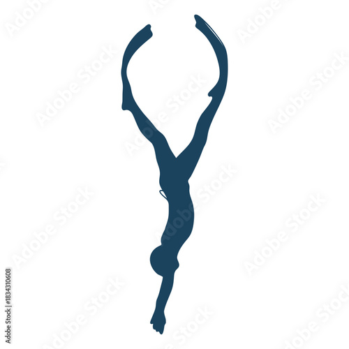 Going down diving silhouette