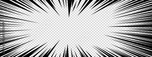 Comic background with dynamic speed lines and manga light burst forming a bright radial sun effect. Radial speed sun bg gives motion, energy and illumination for anime or hero design.