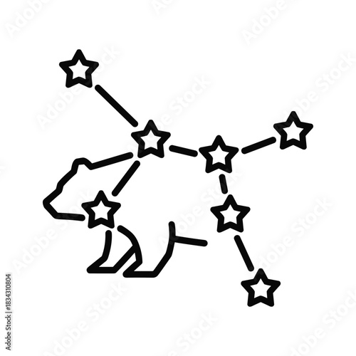 Ursa major constellation outline icon with stars and bear shape