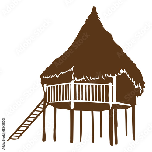 Large beach hut silhouette