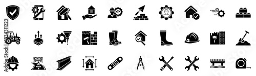 Painting & Home Improvement Icon Pack – Paint Rollers, Brushes, Magnifying Glass & Inspection