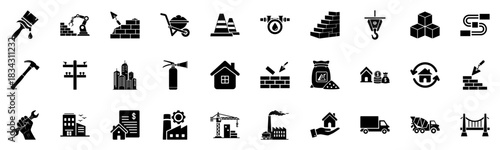 Magnet & Industrial Energy Icon Pack – Attraction Magnets, Lightning & Mechanical Symbols