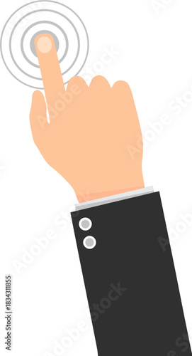 Hand touching screen, click or tap gesture minimal vector illustration