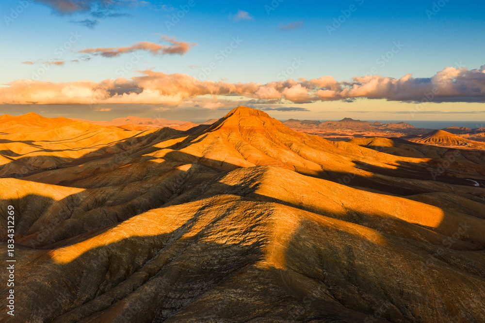 Fototapeta premium The Jandía Natural Park and Montaña Cardón Natural Monument in Fuerteventura, Canary Islands, Spain