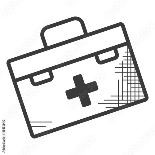 First aid kit black and white icon