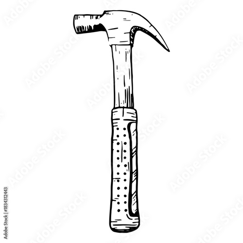 Hand drawn construction carpentry hammer