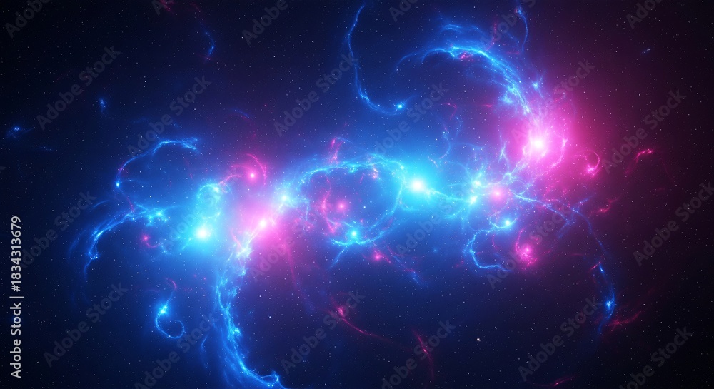 Fototapeta premium Vibrant cosmic nebula formation with luminous stars and swirling gas clouds
