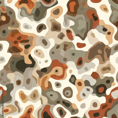 Abstract Earthy Tones Camouflage Pattern - Modern Organic Design Background.