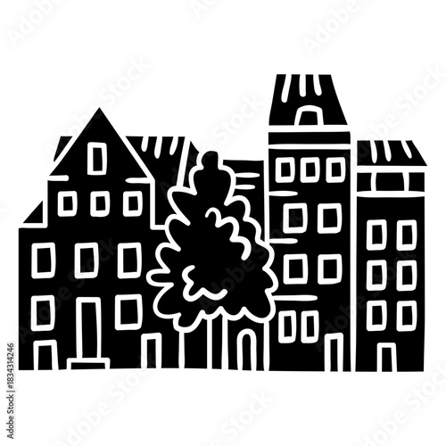 Neighbourhood buildings black