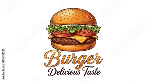 Delicious Burger with Fresh Ingredients and Cheese.