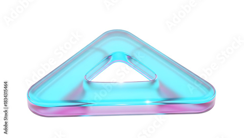 rounded hollow cyan triangular pill with glossy bevel — useful as a stylized play button, CTA shape, media control accent, decorative navigation marker, or triangular icon element.

